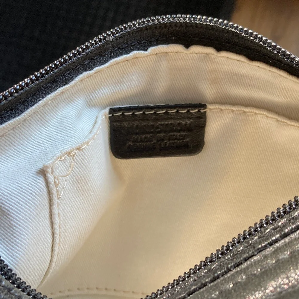 Nordstrom Genuine Leather Black Crossbody Bag/Gold Tone Woven Chain/NWT!